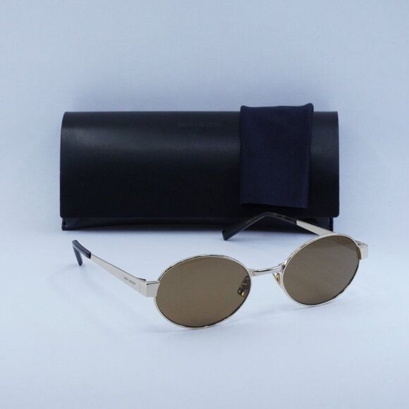 ?️ New Saint Laurent SL692 004 Sunglasses -Gold Frame, Brown Lenses